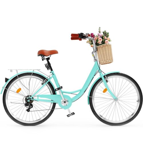 YITAHOME Beach Cruiser Bike for Women, 24 & 26 inch Commute Bike for Adults, 1 & 7 Speed Womens Bicycle with Basket Adjustable Seat, Multiple Color