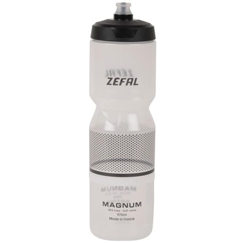 ZEFAL Magnum Large Capacity, Reusable Bike/Mountain Bike and Sports Bottle, BPA-Free – Soft Water Bottle with Screw Lid – Made in France – Black (Translucent), 975 ml