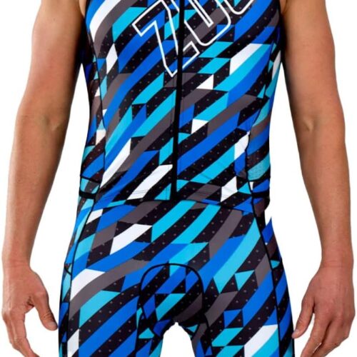 Zoot Men's LTD Tri SLVS Fz Racesuit, Sleeveless Cycle Race Swim Bike Run Triathlon Suit, Padded Chamois, Pockets, UPF 50+