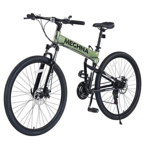 ZUKKA 29 Inch Folding Mountain Bike 21 Speed Mountain Bike Suspension Folding Bicycle Aluminium Alloy Frame Double Disc Brake MTB Bicycles for Adults Men Women