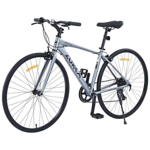 ZUKKA Road Bike 700C Road Bike 7 Speed Hybrid Road Bicycle Aluminum Frame Dual Disc Hybrid Bike Road Bicycle for Men, Women, Adult,Multiple Colors