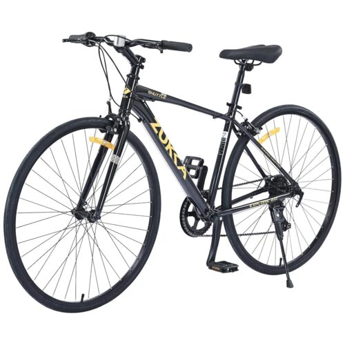 ZUKKA Road Bike 700C Road Bike 7 Speed Hybrid Road Bicycle Aluminum Frame Dual Disc Hybrid Bike Road Bicycle for Men, Women, Adult,Multiple Colors